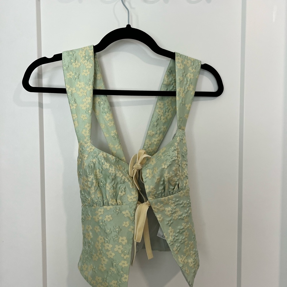 Reformation Azalea Top Seafoam Floral - Size 0 - Picture 3 of 3